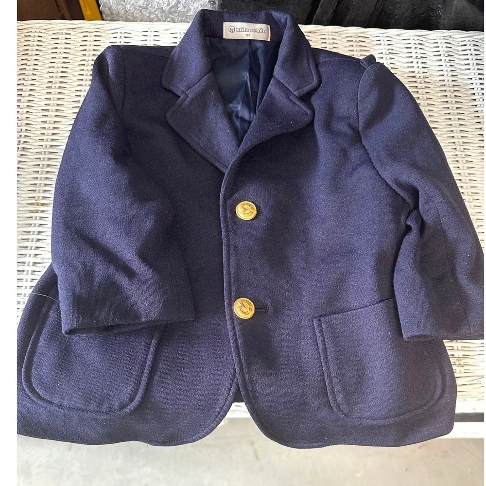 Mila Schon Kids Navy Blue Blazer School Uniform Jacket Gold Buttons Size 120